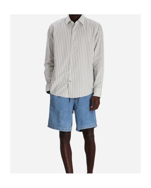 Boss White Striped Button-Up Shirt for men