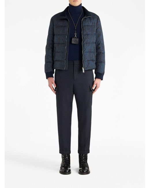 Etro Blue Cargo-Pockets Stretched Tapered Trousers for men