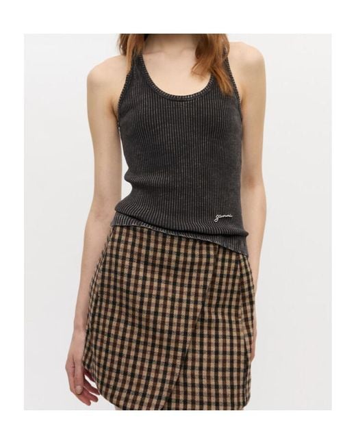 Ganni Black Washed Tank Top