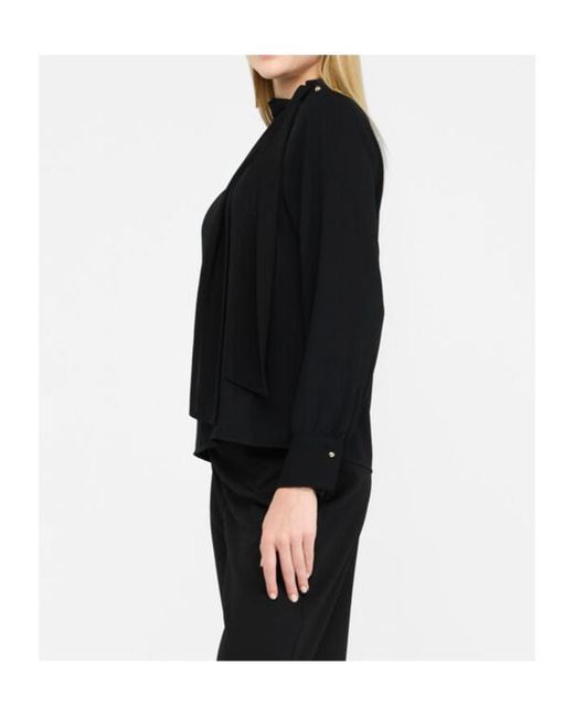Liu Jo Black High-Neck Button-Detail Blouse