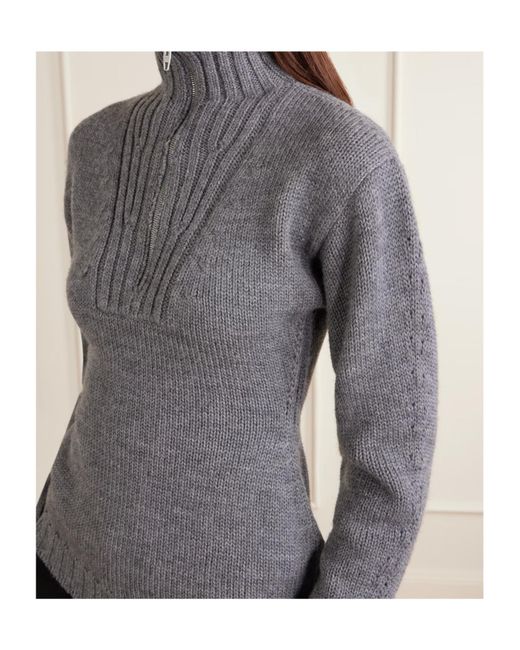 Jil Sander Gray Ribbed-Knit Sweater