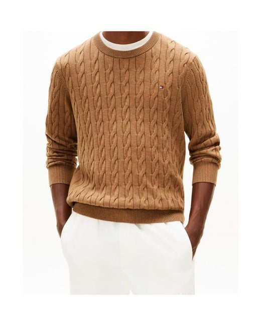 Tommy Hilfiger Brown Cable-Knit Sweater for men
