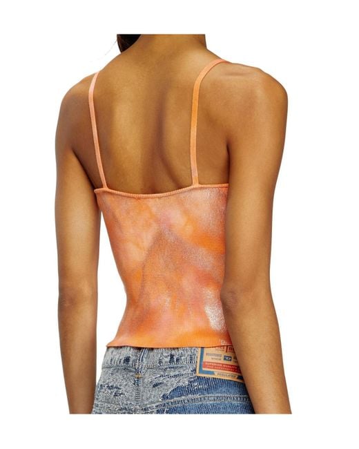 DIESEL Orange M-Ismina Metallic Knitted Cami Top