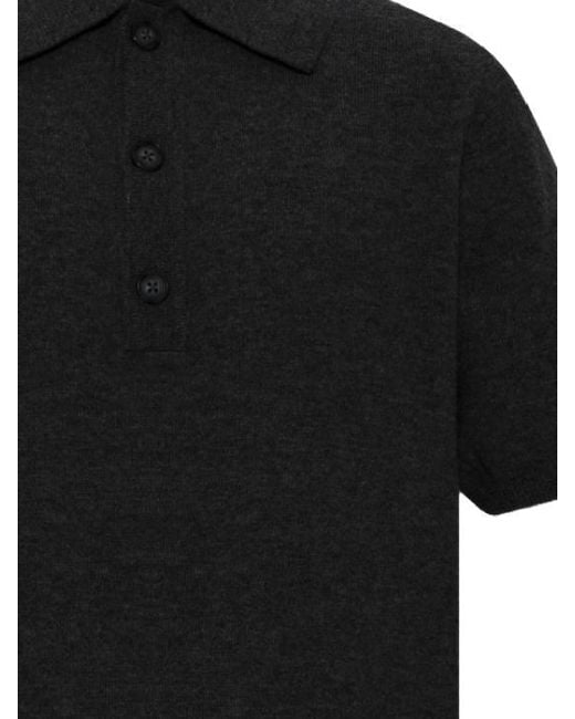 Entire studios Black Buttoned Knit Polo Shirt for men