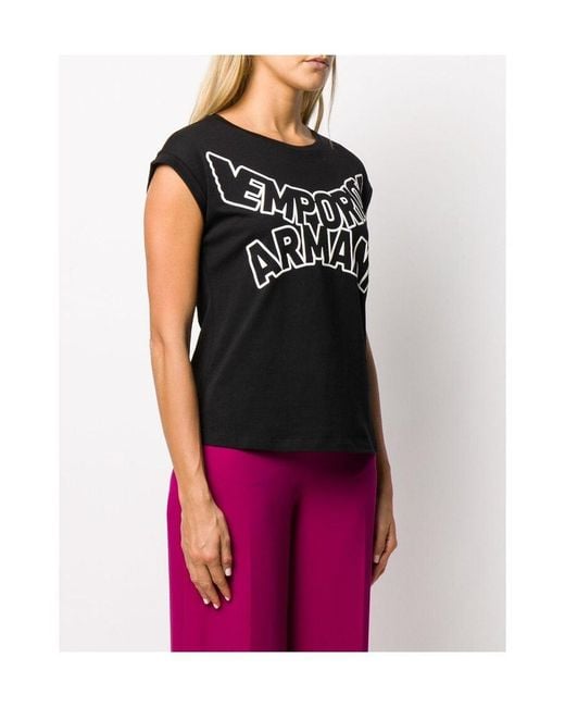 Emporio Armani Black Enlarged Logo Print T-Shirt