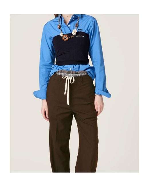 Miu Miu Blue Strapless Knitted Top
