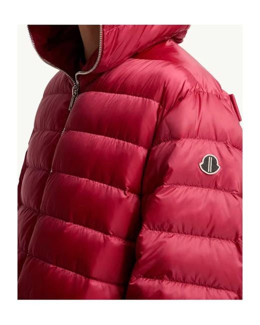 Moncler Red Moncler Rick Owens Ziplock Hooded Short Down Jacket for men