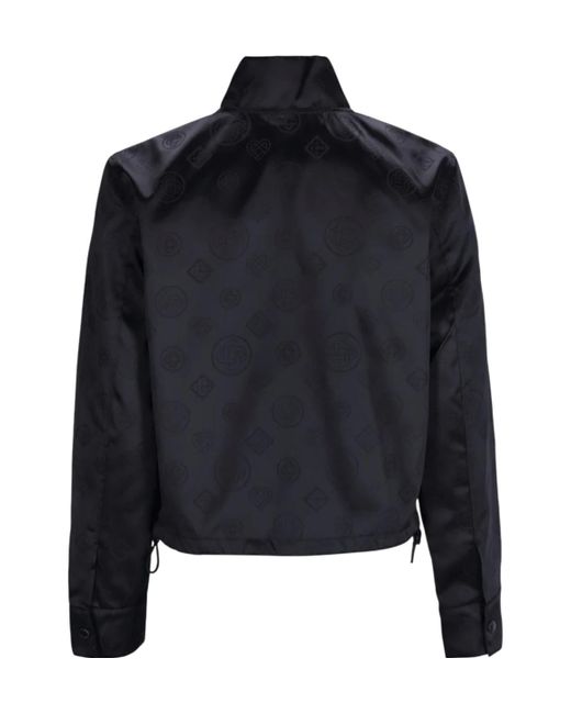 Casablanca Black Logo-Pattern Zipped Bomber Jacket