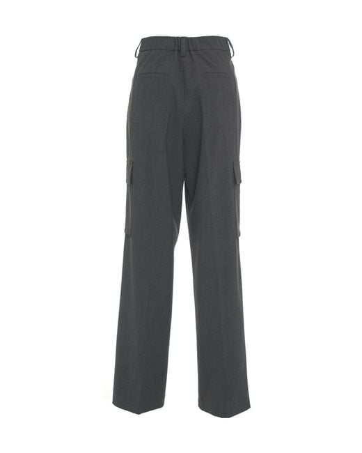 Herno Gray High-Waisted Cargo Tailored Trousers
