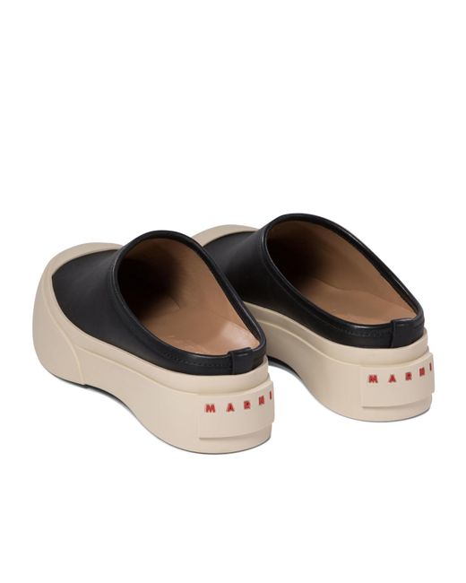 Marni Black Pablo Leather Flat Mules