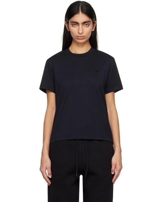 AMI Black Ami De Coeur Logo Embroidered Crewneck T-Shirt for men