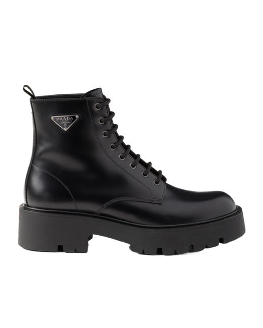 Prada Lace-Up Platform Boots in Black for Men | Lyst