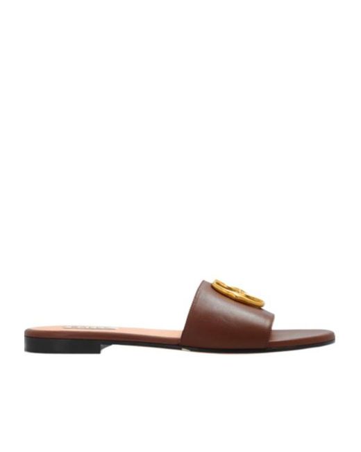 Bally Brown Logo Slip-On Sandals