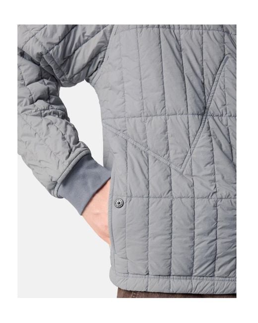 Stone Island Gray Quilted Padded Hooded Jacket With Anti-Drop for men
