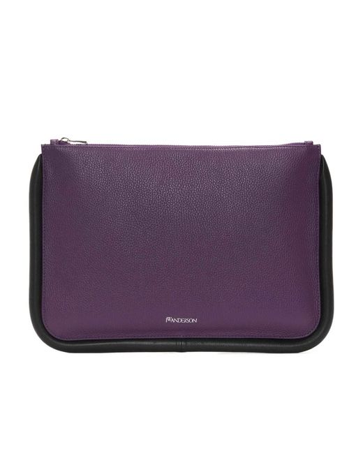 J.W. Anderson Purple Jw Anderson Logo Printed Large Bumper Clutch Bag