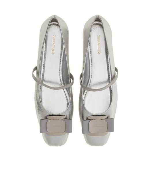 Ferragamo White Ferragamo Slip-On Flat Shoes