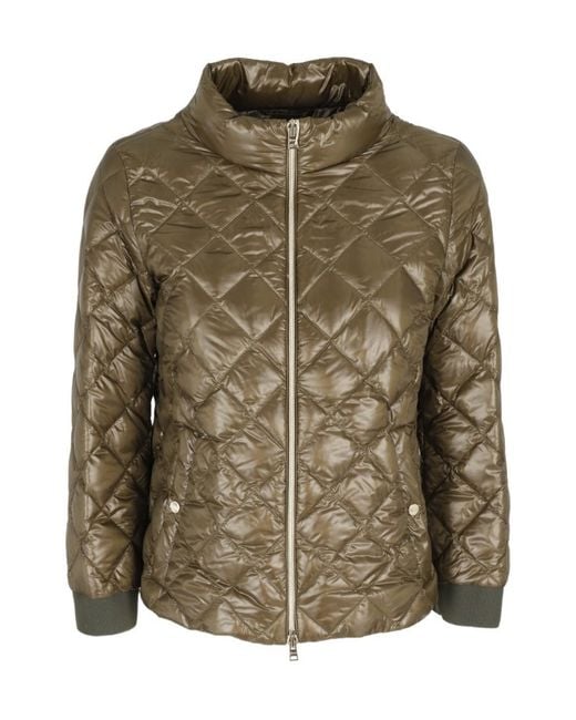 Herno Green Quilted-Finish Zipped-Up Jacket