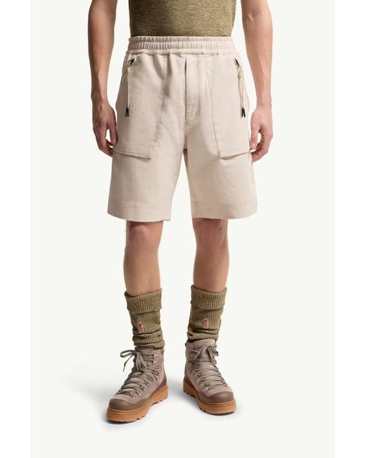 Moncler Natural Cotton Linen Blend Shorts for men