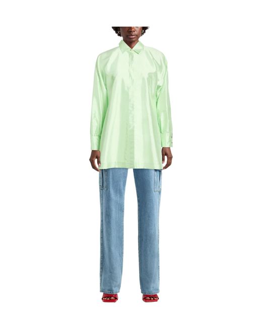 Max Mara Green Satin Longline Shirt