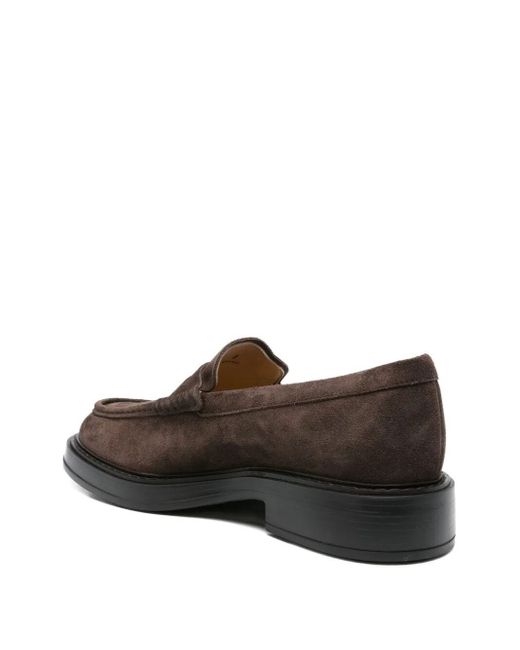 Tod's Brown Penny Suede Loafers for men