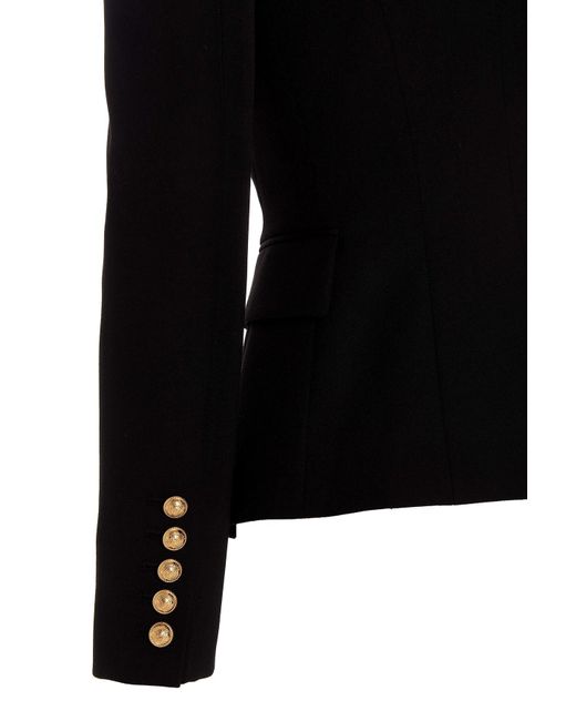 Balmain Black Double-Breasted Tailored Blazer