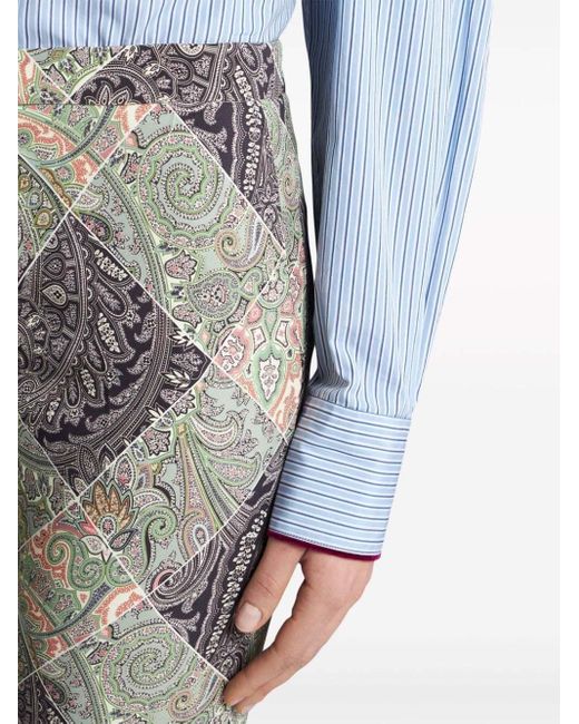 Etro Gray Flared Printed Cady Trousers