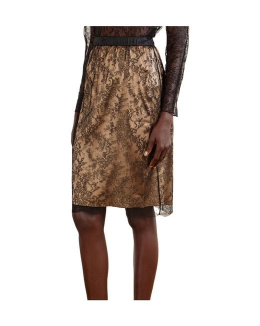 Carine Gilson Natural Straight Lace Midi Skirt