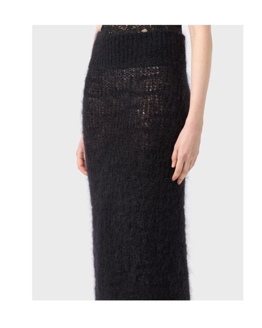 Blumarine Black Brushed Knitted Maxi Skirt