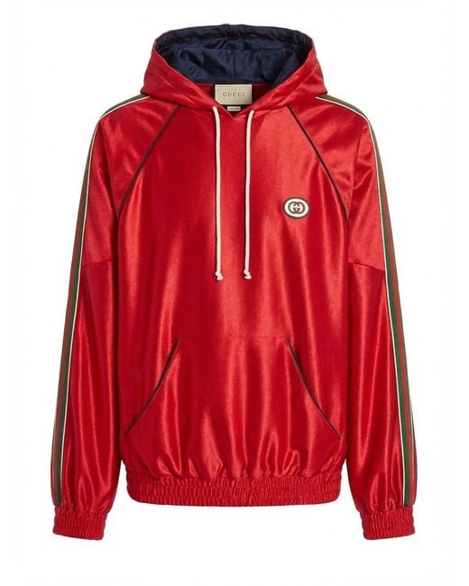 Gucci Red Web G Patch Hoodie for men