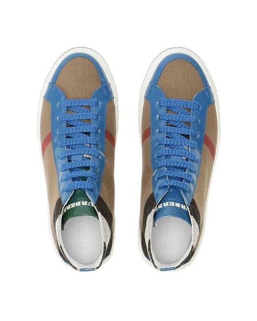 Burberry Blue Plaid High-Top Casual Shoes