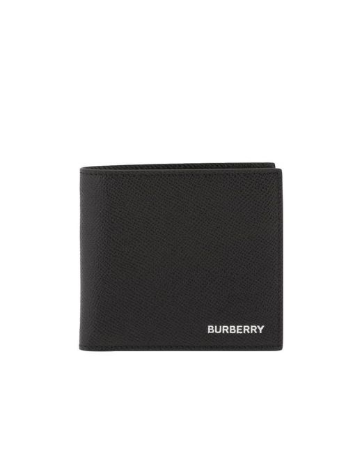 Burberry Black Grainy Leather International Bifold Wallet for men