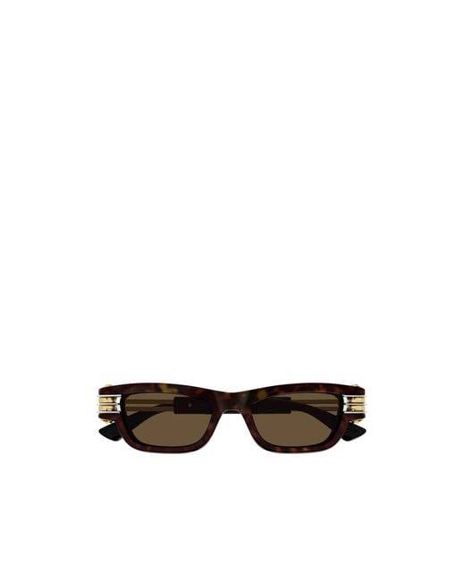 Bottega Veneta White Eyewear Bolt Rectangle Frame Sunglasses