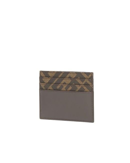 Fendi Gray Ff Squared Card Holder for men
