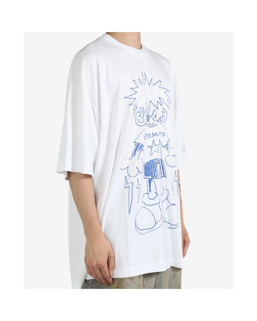 Vetements White Graphic Printed Crewneck T-Shirt for men