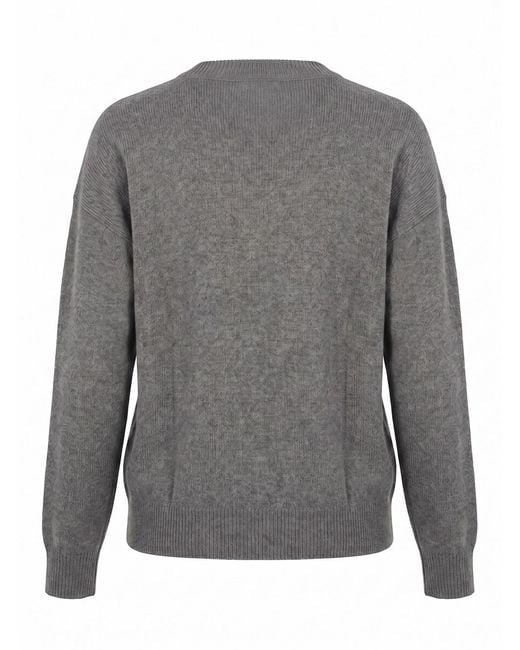 Peserico Gray Sequin-Embellished Drop-Shoulder Jumper