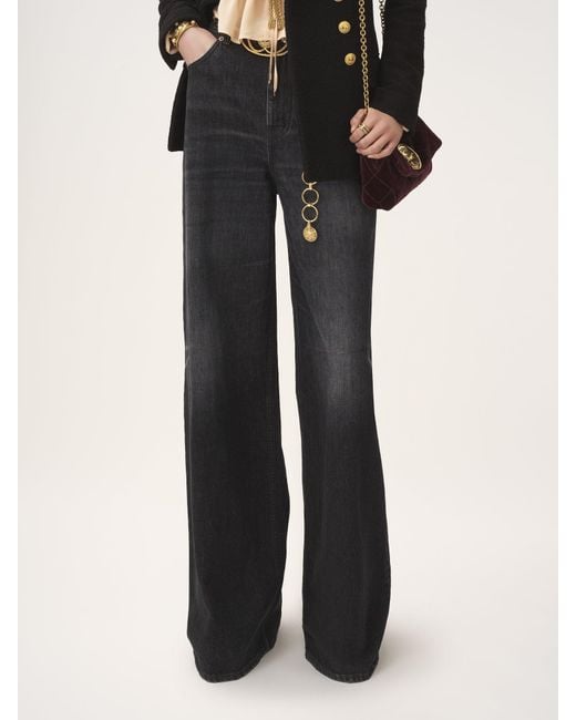 Chloé Black Chloé Logo Patch Wide-Leg Jeans
