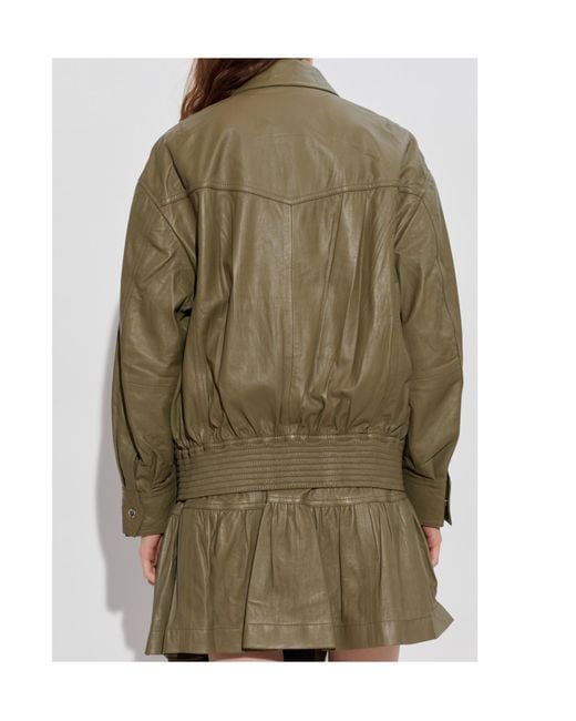 IRO Green Long-Sleeved Leather Jacket