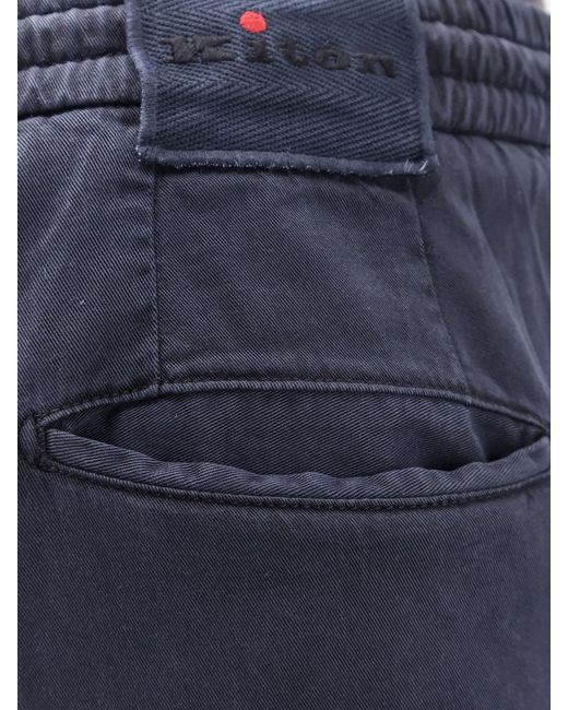 Kiton Blue Logo Label Drawstring Pants for men