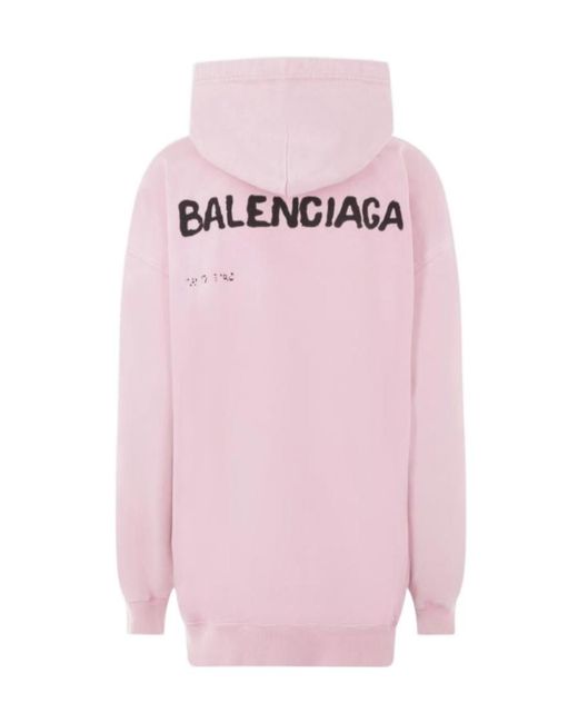 Balenciaga Pink Logo Printed Oversized Hoodie