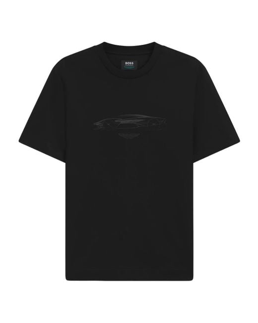 Boss Black Boss X Aston Martin Cotton T-Shirt With Car Graphic for men