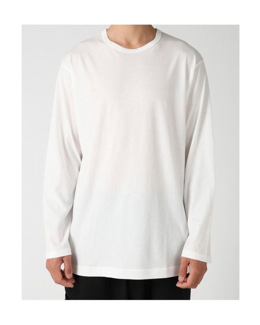Yohji Yamamoto White Soft Single Jersey Round Neck Ls Tee for men