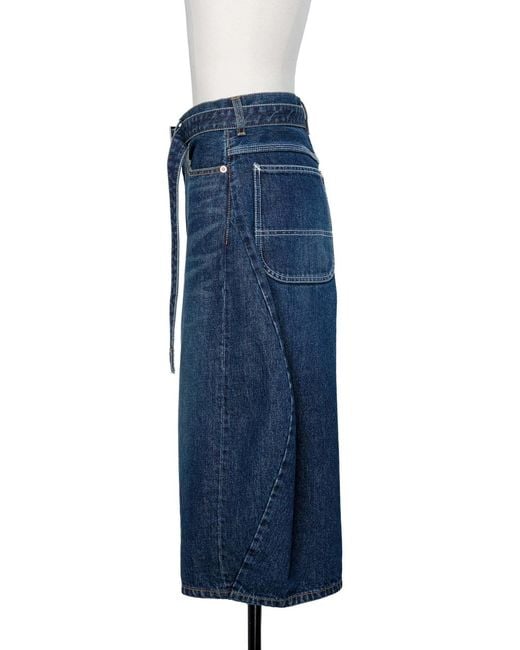 Sacai Blue Belted Cropped Denim Shorts