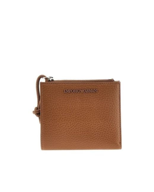 Emporio Armani Brown Pebbled-Effect Leather Wallet for men