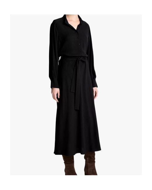 Vince Black Button Long-Sleeve Dress