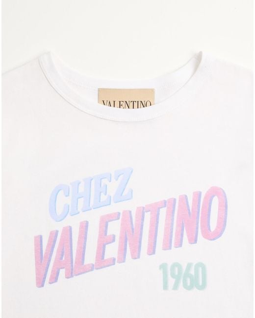 Valentino White Chez 1960 Printed Crewneck T-Shirt