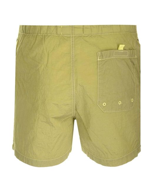 Stone Island Yellow Compass-Patch Swim Shorts for men