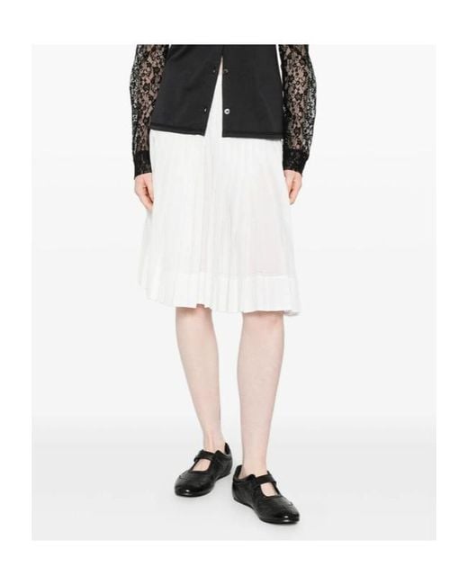 Low Classic White Pleated Midi Skirt