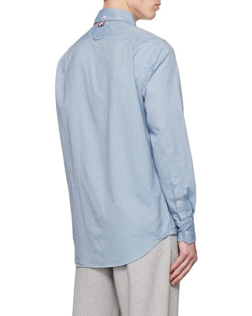 Thom Browne Blue 4-Bar Long-Sleeve Shirt for men