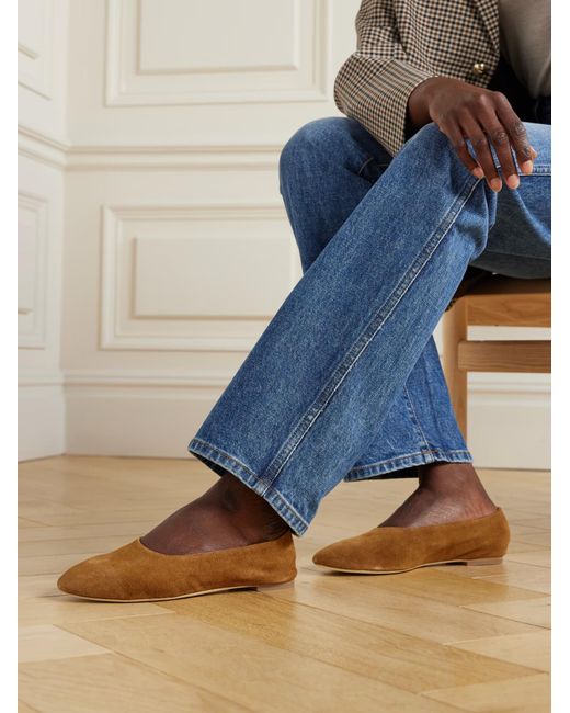 Staud Brown Suede Ballet Flats