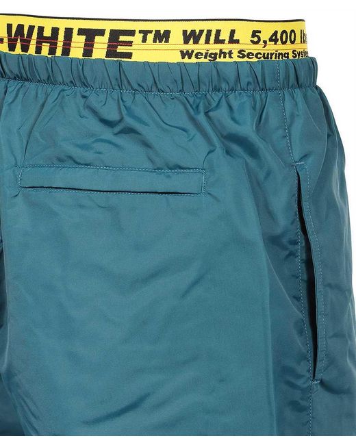 Off-White c/o Virgil Abloh Blue Logo-Tape Swim Shorts for men